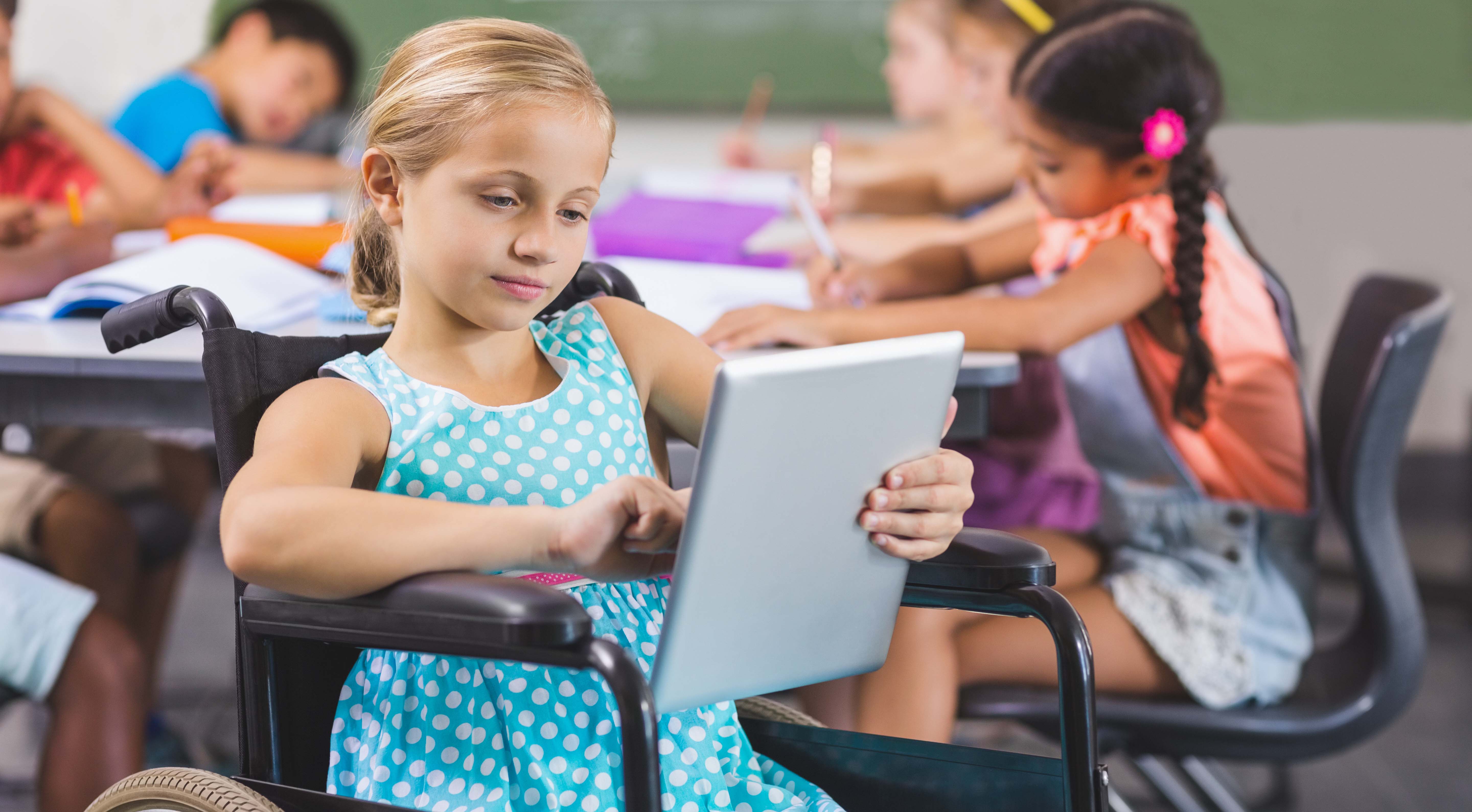 Stock photo of disabled school girl image